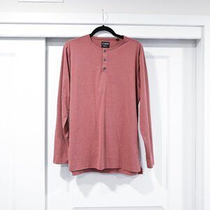 Cuts Men's Long Sleeve Quarter Button Down Crew Neck in Rose Mauve